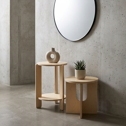 Combination of 2 Modern Plywood Stools a tall & small one
