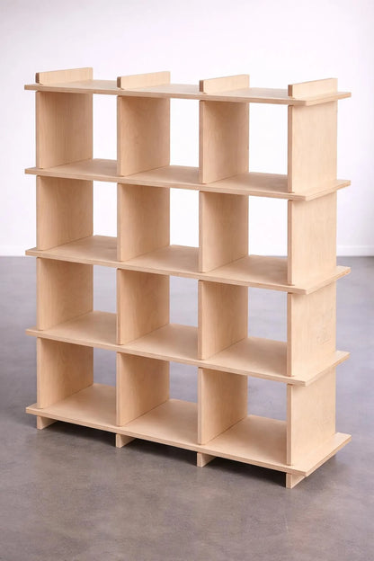 Modern Plywood Bookcase, Freestanding Shelves, Minimalist Design