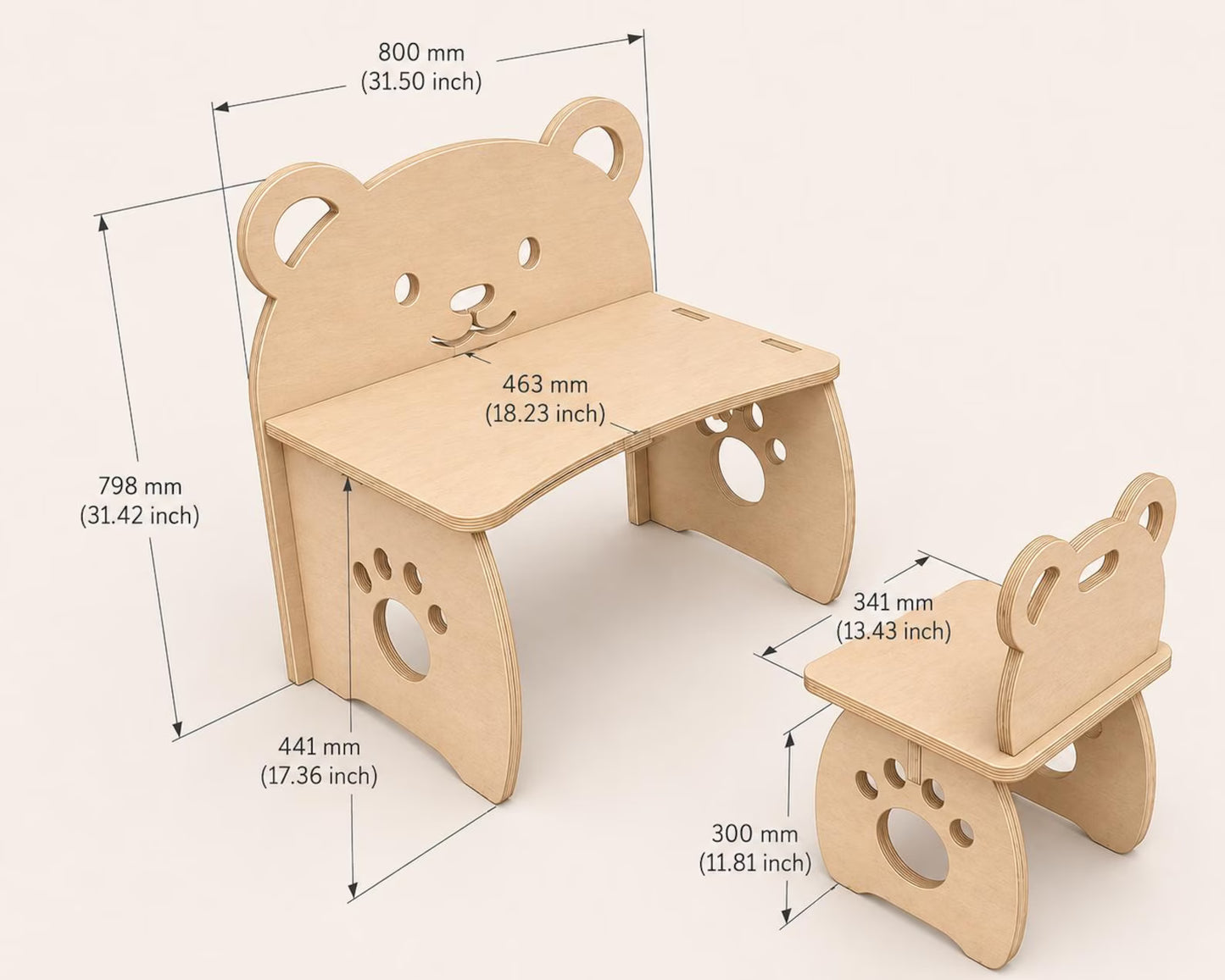 Bear Desk and Chair Plans | Plywood Kids Furniture